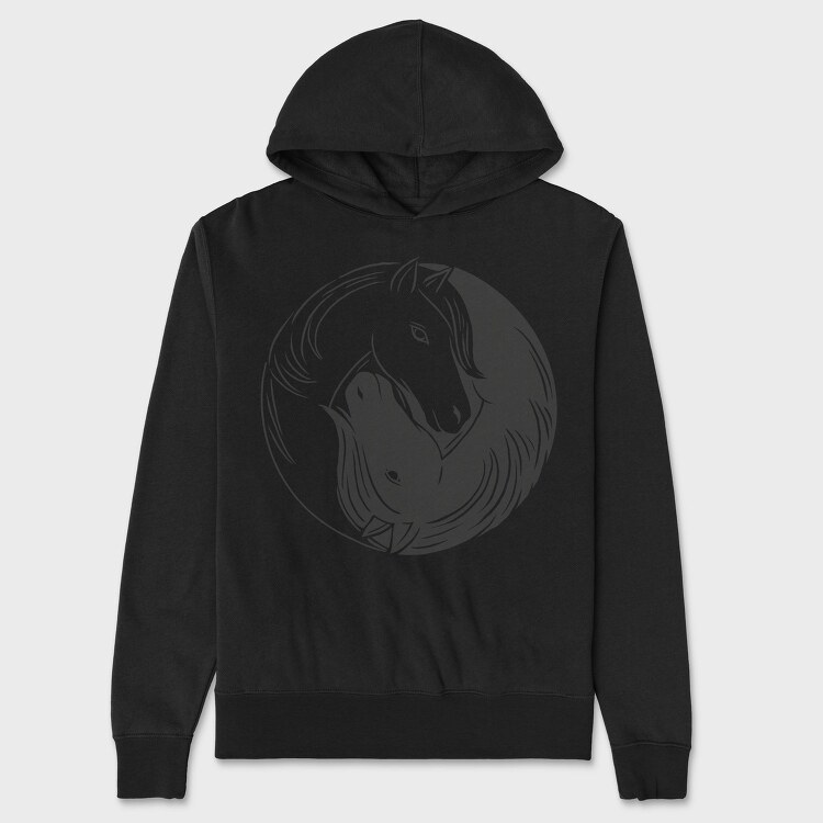 Yin Yang Horses Animals, Hanorac Oversize Barbati (Unisex)