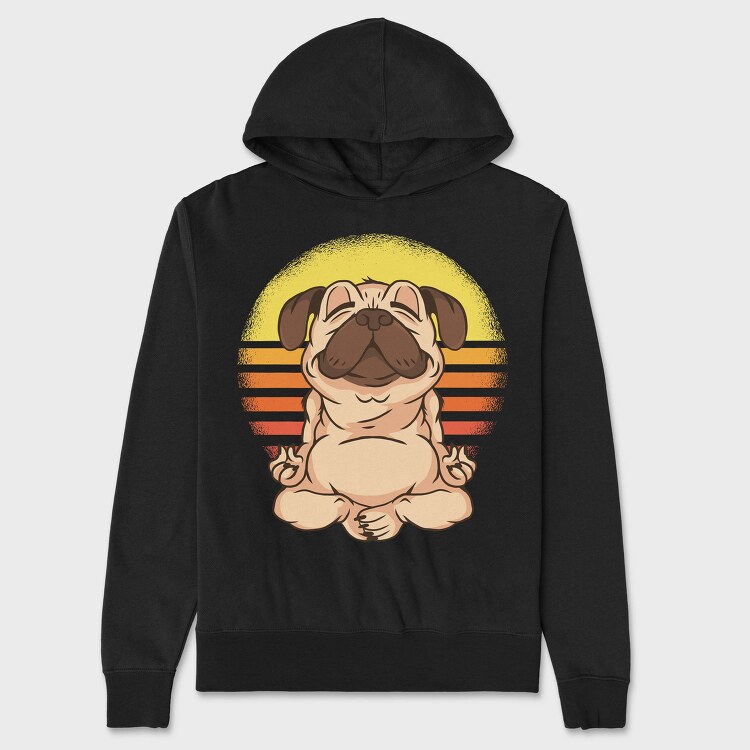 Yoga Pug 01, Hanorac Oversize Barbati (Unisex)