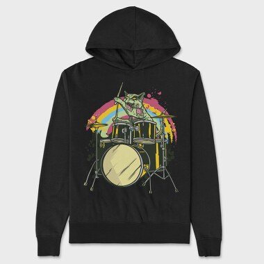 Zombie Cat Drummer, Hanorac Oversize Barbati (Unisex)