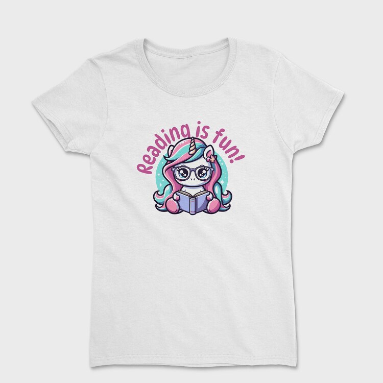 Reading Is Fun Unicorn Tote, Tricou Femei