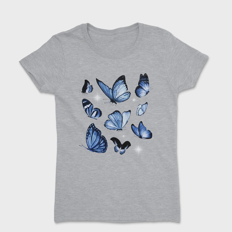 Realistic Blue Butterflies, Tricou Femei