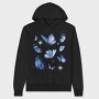Realistic Blue Butterflies, Hanorac Oversize Barbati (Unisex)