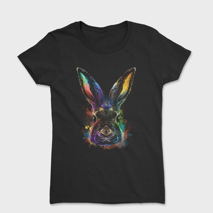 Realistic Colorful Rabbit Watercolor, Tricou Femei