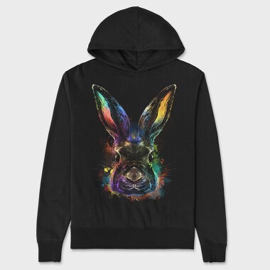 Realistic Colorful Rabbit Watercolor, Hanorac Oversize Barbati (Unisex)