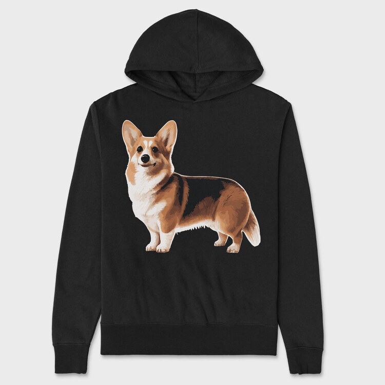 Realistic Corgi, Hanorac Oversize Barbati (Unisex)