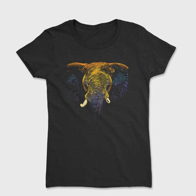Realistic Elephant Animal Colorful, Tricou Femei