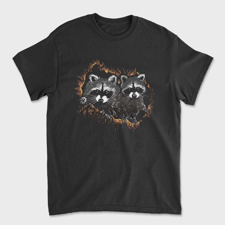 Realistic Raccoon Animals Night, Tricou Barbati (Unisex)