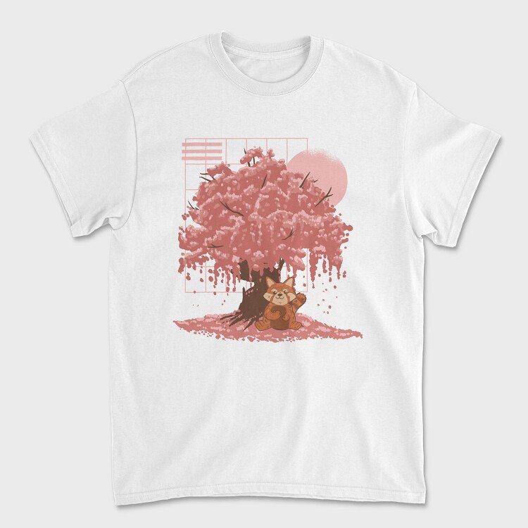 Red Panda And Sakura Tree, Tricou Barbati (Unisex)