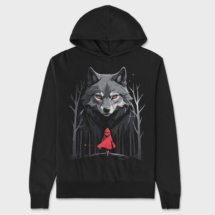 Red Riding Hood Walking Towards Wolf, Hanorac Oversize Barbati (Unisex)