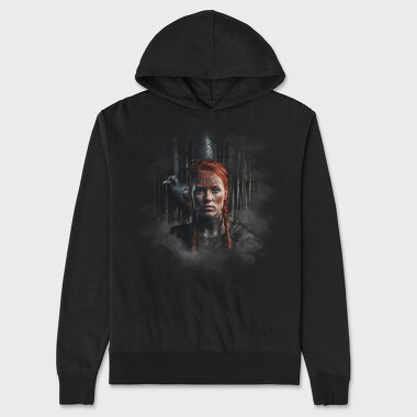 Redhead Viking Woman Realistic, Hanorac Oversize Barbati (Unisex)