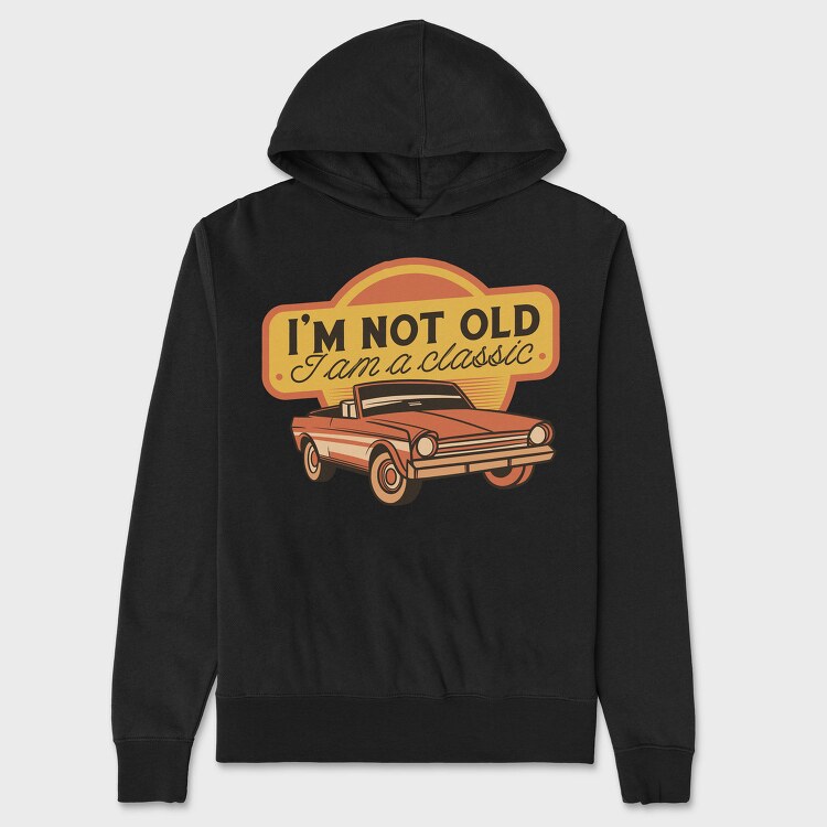Retro Convertible Classic Car, Hanorac Oversize Barbati (Unisex)