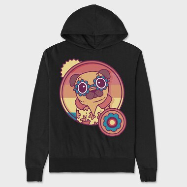 Retro Hippie Dog, Hanorac Oversize Barbati (Unisex)