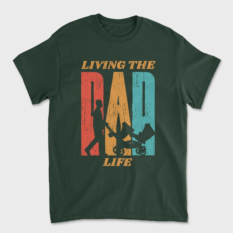 Retro Living The Dad Life Quote, Tricou Barbati (Unisex)