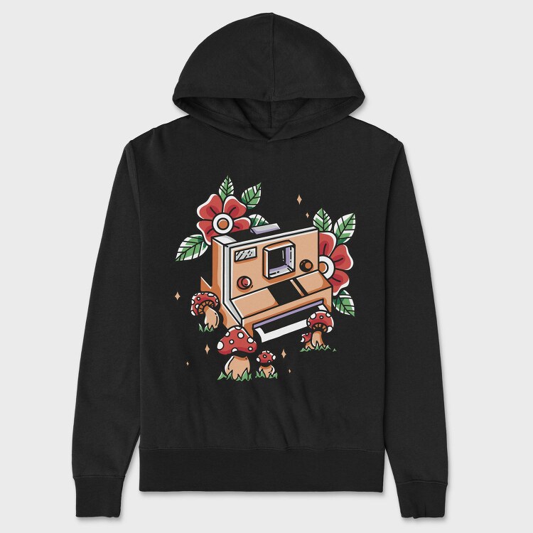 Retro Polaroid Camera Traditional Tattoo, Hanorac Oversize Barbati (Unisex)