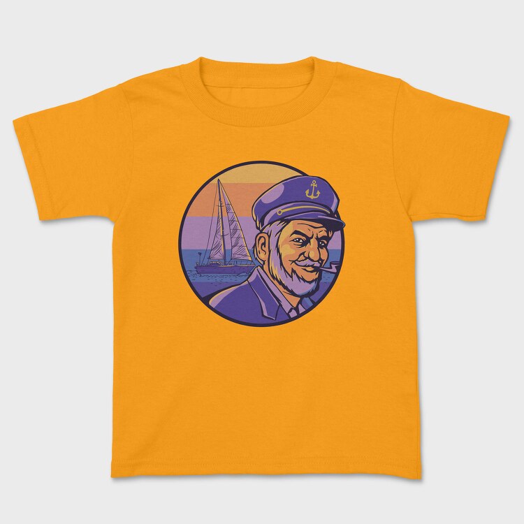 Retro Sunset Ship Captain Boat, Tricou Copii