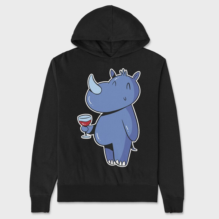 Rhinoceros With Wine Rhino, Hanorac Oversize Barbati (Unisex)