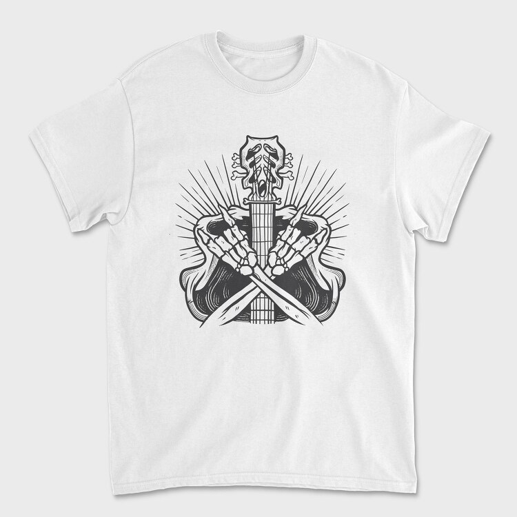 Rock And Roll Skeleton And Guitar, Tricou Barbati (Unisex)