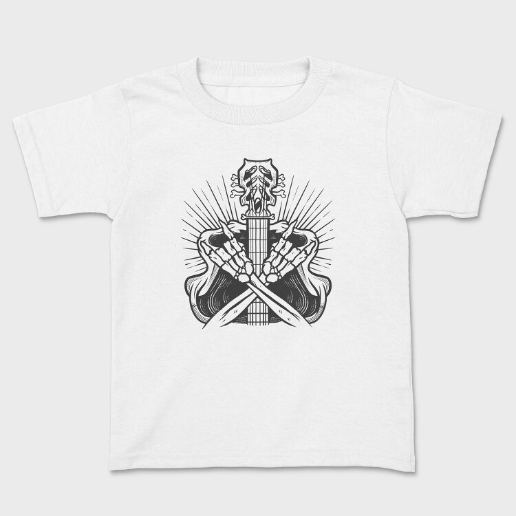 Rock And Roll Skeleton And Guitar, Tricou Copii