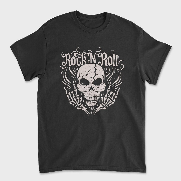 Rock And Roll Skull Skeleton, Tricou Barbati (Unisex)