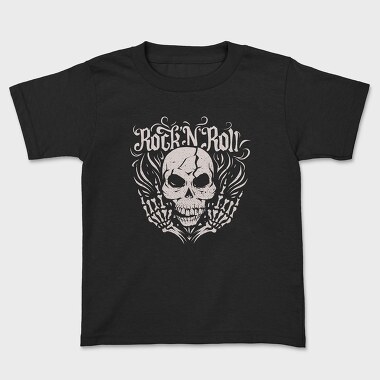 Rock And Roll Skull Skeleton, Tricou Copii