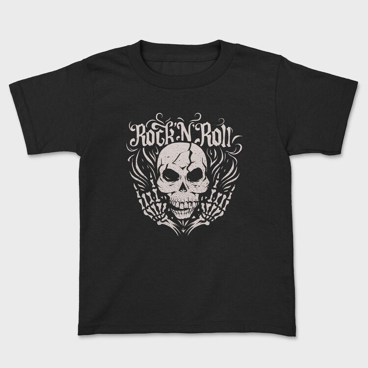 Rock And Roll Skull Skeleton, Tricou Copii