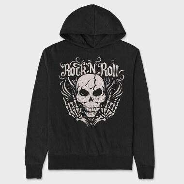 Rock And Roll Skull Skeleton, Hanorac Oversize Barbati (Unisex)