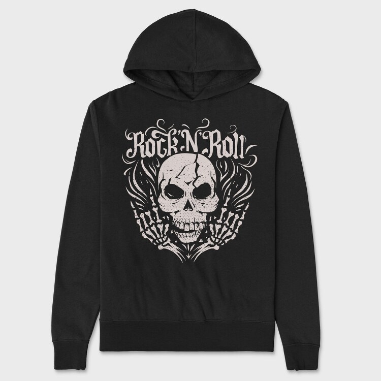 Rock And Roll Skull Skeleton, Hanorac Oversize Barbati (Unisex)
