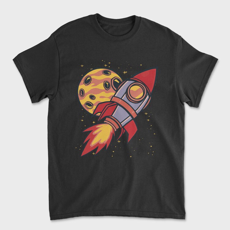 Rocket And Planet Space, Tricou Barbati (Unisex)
