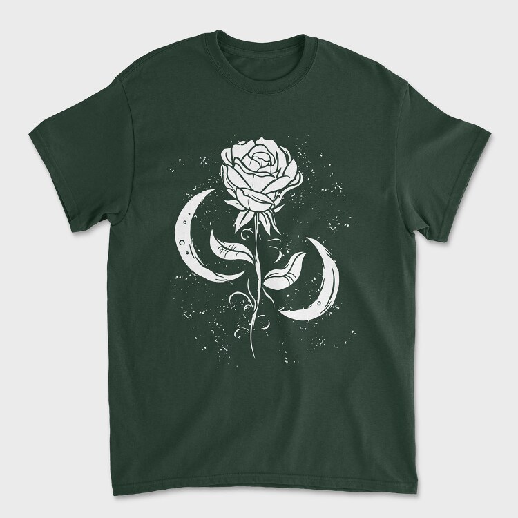 Romantic Rose And Moon, Tricou Barbati (Unisex)