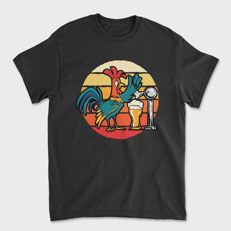Rooster Beer In A Bar, Tricou Barbati (Unisex)