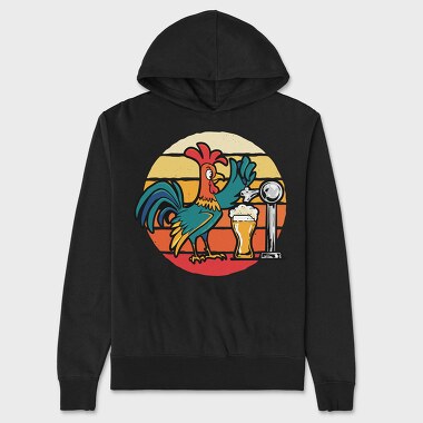 Rooster Beer In A Bar, Hanorac Oversize Barbati (Unisex)