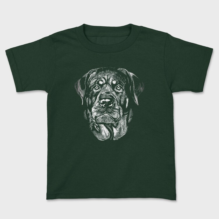 Rottweiler Dog Breed Portrait, Tricou Copii