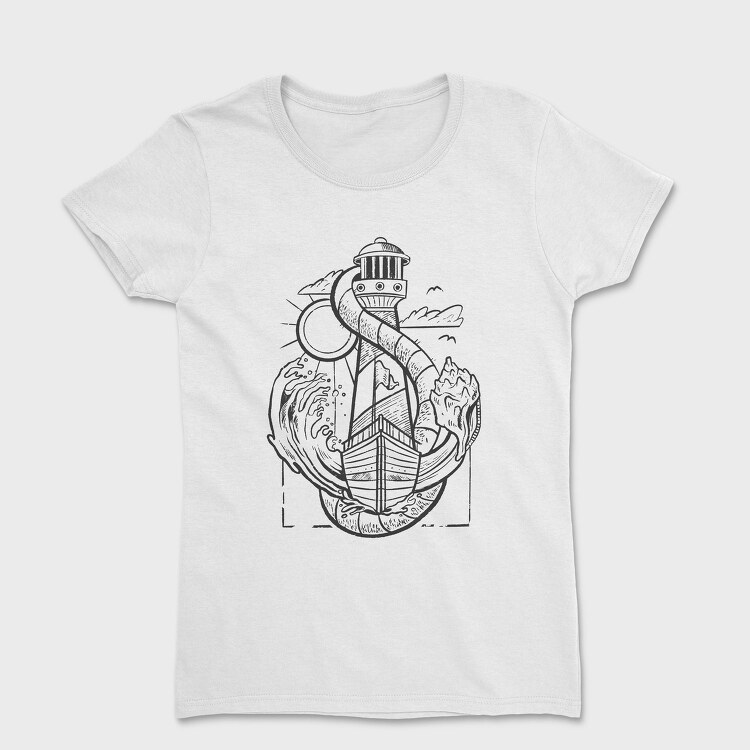Sailing Anchor Illustration, Tricou Femei