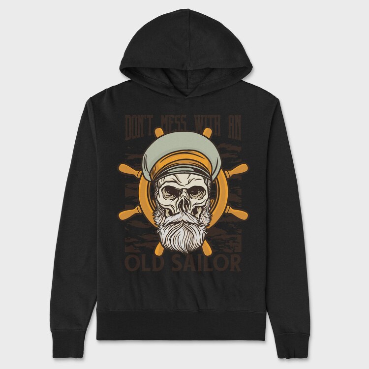 Sailor Skull Captain Illustration, Hanorac Oversize Barbati (Unisex)