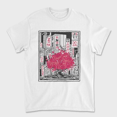 Sakura Tree City Pink Japan, Tricou Barbati (Unisex)
