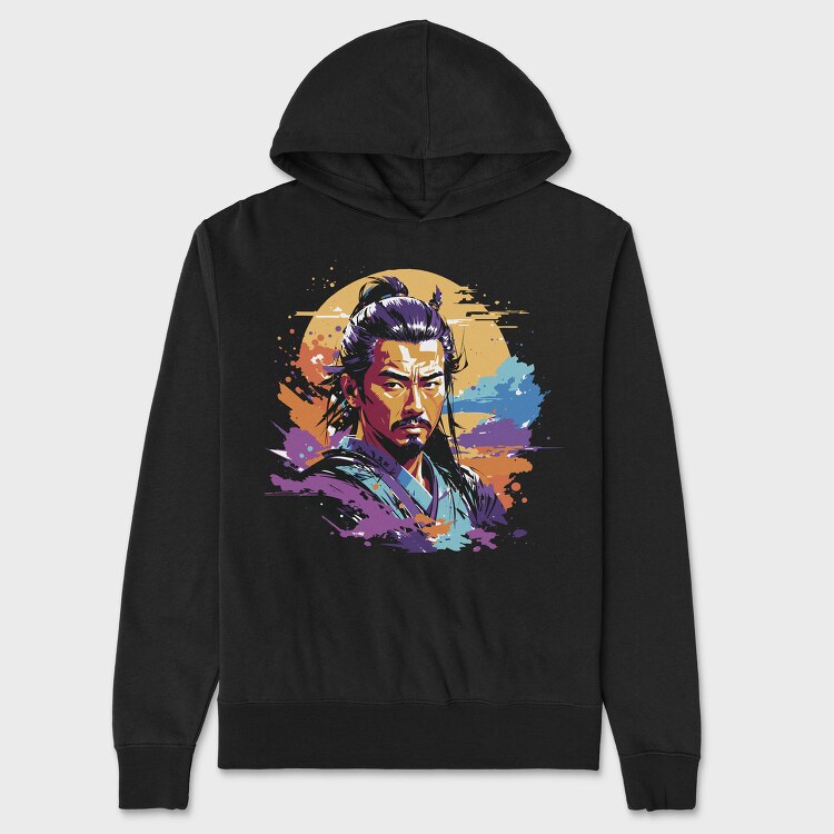Samurai Warrior Vibrant Full Color, Hanorac Oversize Barbati (Unisex)