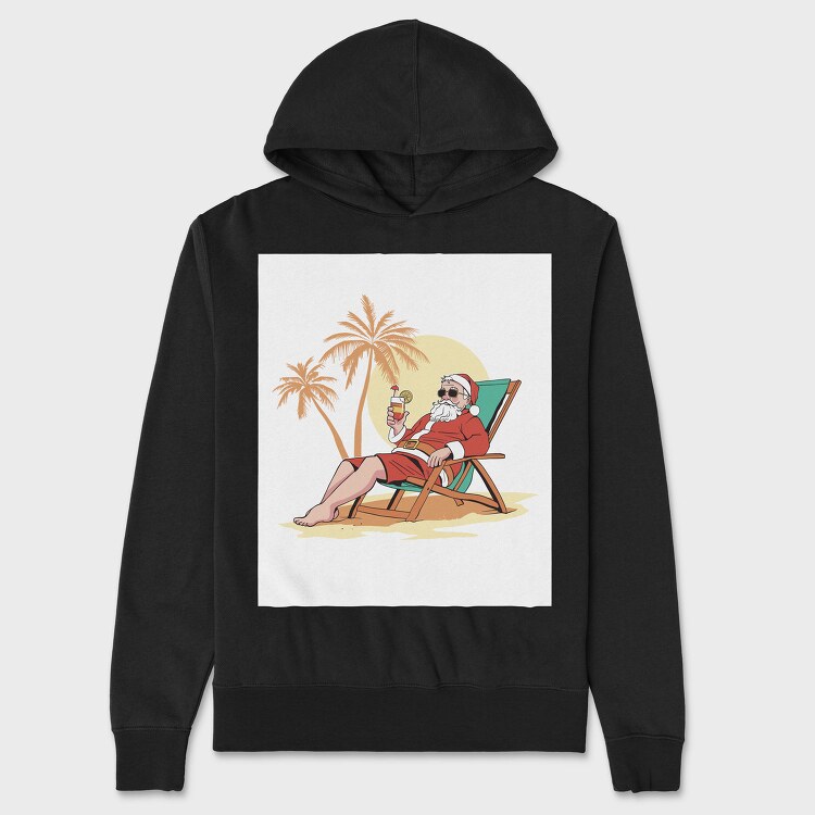 Santa Claus Beach Vacation, Hanorac Oversize Barbati (Unisex)