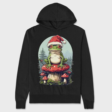 Santa Hat Frog Holiday Christmas Cottagecore, Hanorac Oversize Barbati (Unisex)