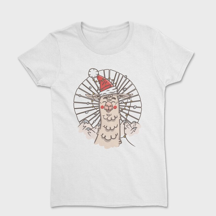 Santa Llama Hat, Tricou Femei