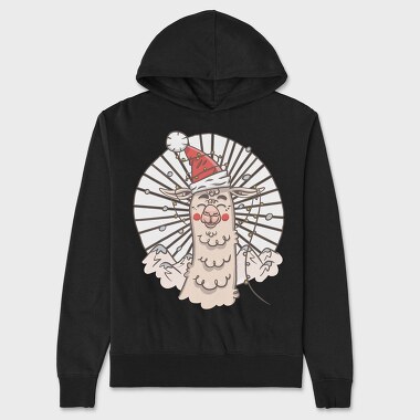 Santa Llama Hat, Hanorac Oversize Barbati (Unisex)