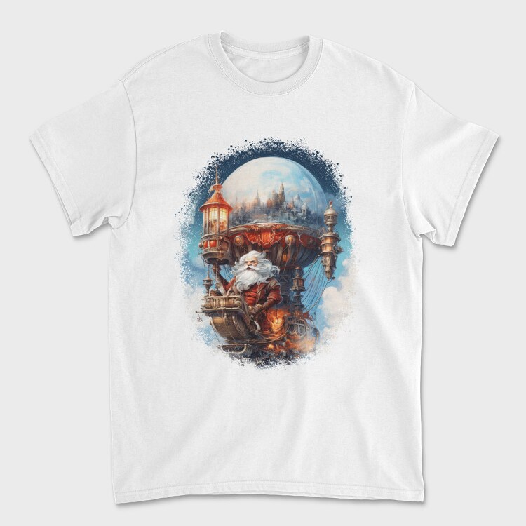 Santa Through The Sky Steampunk Globe, Tricou Barbati (Unisex)