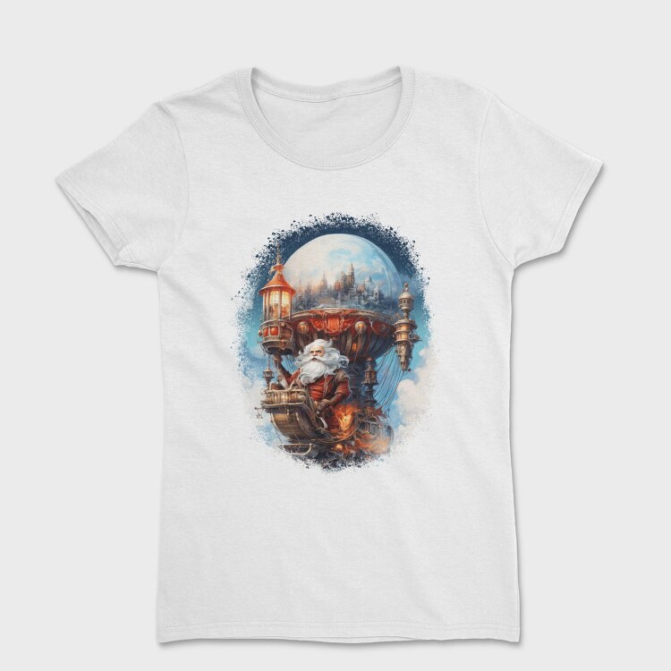 Santa Through The Sky Steampunk Globe, Tricou Femei