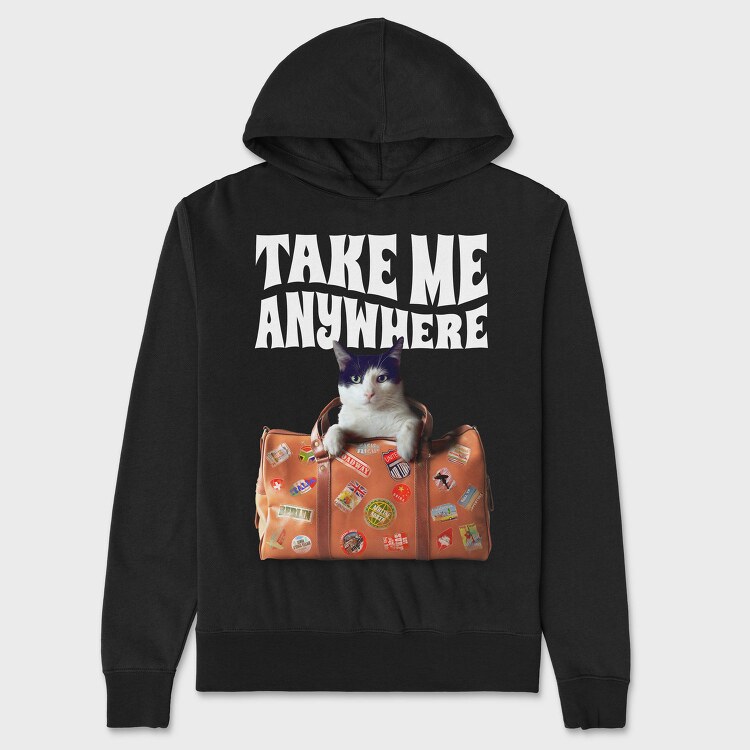 Travel Suitcase Cat Wanderlust, Hanorac Oversize Barbati (Unisex)