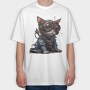 Steampunk Cat Gear, Tricou Oversize Barbati (Unisex)