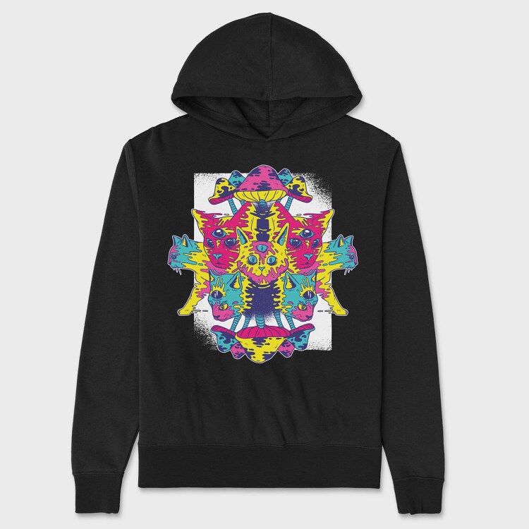 Trippy Cats Psychedelic 01 (2), Hanorac Oversize Barbati (Unisex)