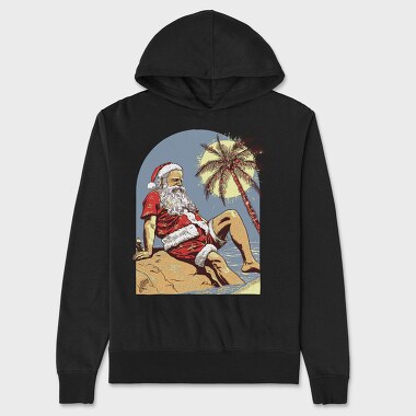 Tropical Santa Claus At The Beach Beachy Claus, Hanorac Oversize Barbati (Unisex)