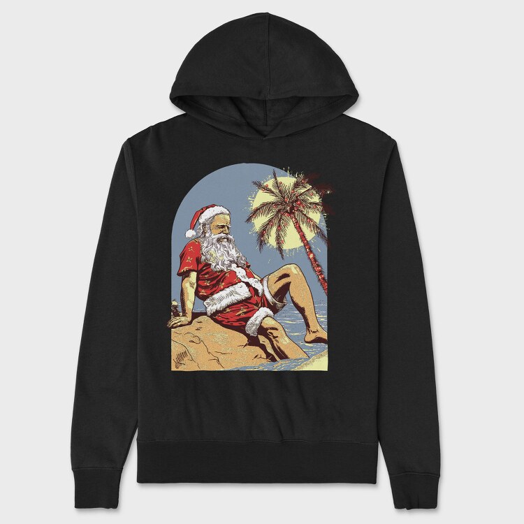 Tropical Santa Claus At The Beach Beachy Claus, Hanorac Oversize Barbati (Unisex)