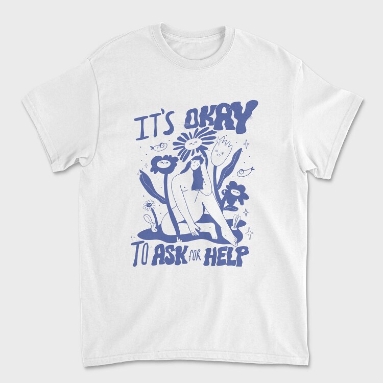 Woman With Flowers Cartoon Neurodiversity 01, Tricou Barbati (Unisex)