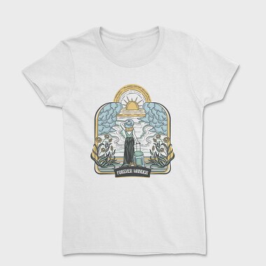 Woman With Suitcase Tote Wanderlust Forever Wander, Tricou Femei
