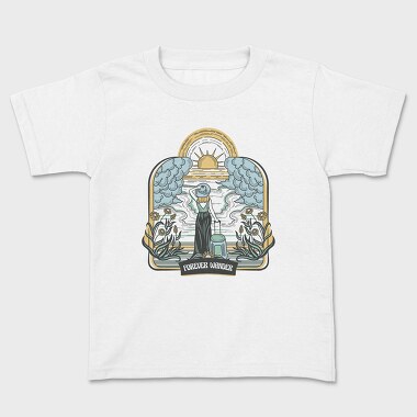 Woman With Suitcase Tote Wanderlust Forever Wander, Tricou Copii